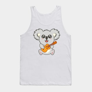 Adorable koala Playing Acoustic Guitar Cartoon Tank Top